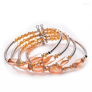 Strand 4 pièces/ensemble mode Simple cristal Orange vif enroulement naturel multicouche multi-cercle cuivre charme unisexe Bracelet pour cadeau