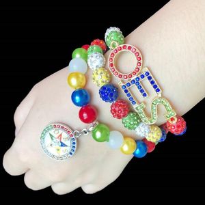 Hilo 5 estilo hecho a mano DIY hermandad griega perla de colores bola de discoteca diamantes de imitación orden de la estrella del este encanto mujer pulsera joyería