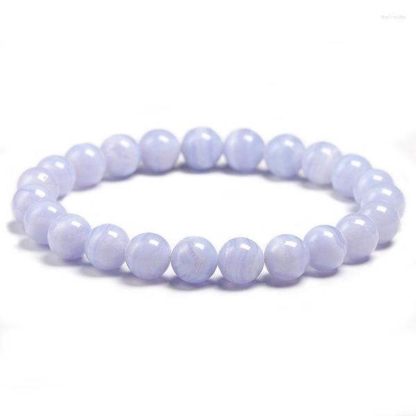 Strand 5A naturel 8mm perles de pierre d'agate bleue Yoga Power Bracelet Bracelet pour bijoux à bricoler soi-même femmes et hommes donnant des accessoires d'amulette présents