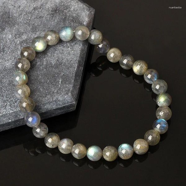 Strand 5A Labradorite grise naturelle pour femmes, pierre de lune Reiki, Bracelets lumineux arc-en-ciel, bijoux de Couple pour hommes