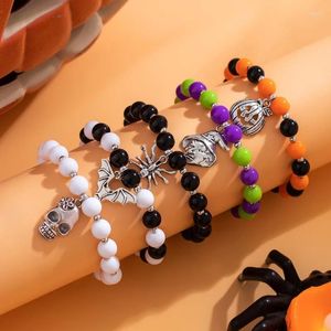 Strand 5 pièce/ensemble gothique Halloween fête perles faites à la main sorcière crâne tête de citrouille Bracelet perles de couleur multicouche cordes à main bijoux