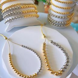 Brin 5 pièces 4/6/8/10mm Simple perles chaîne Bracelets or argent couleur boule perles Bracelet Bracelet pour les femmes mode bijoux cadeau