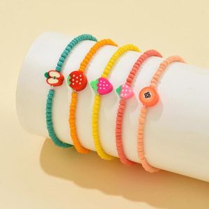 Strand 5 stuks schattige zachte klei fruit kleurrijke handgemaakte kralen kralen armband set prachtige vakantie verjaardagscadeau voor meisjes vrienden