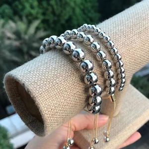 Brin 5pcs Fashion Copper Beads Bracelet Ajustement Bijoux Silver Color Color Ball Chain Bracelets Elegant Women Men