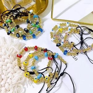 Strand 5 stuks Fasion kleurrijke Turkije oogarmbanden voor meisjes gouden kralen armband ontwerp handgemaakte macrame
