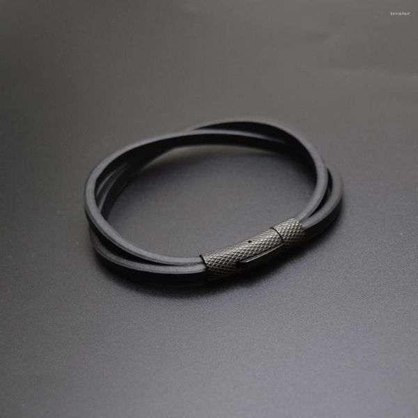 Strand 5 unids/lote pulsera clásica de cuero negro para hombre, cierre magnético de Metal, brazalete de moda, joyería, hermosas pulseras de regalo