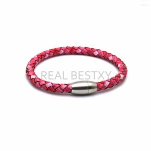 STRAND 5PCS/Lot aangepast Logo Antieke roze echte koeienleren heren armbanden armbanden echte arm sieraden man cadeau verjaardag