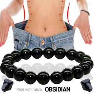 Strand 5 STUKS Natuurlijke Obsidiaan Steen Armband Magneet Zwarte Kralen Armbanden Bloedsomloop Bevorderen Gezond Gewichtsverlies Sieraden Mannen