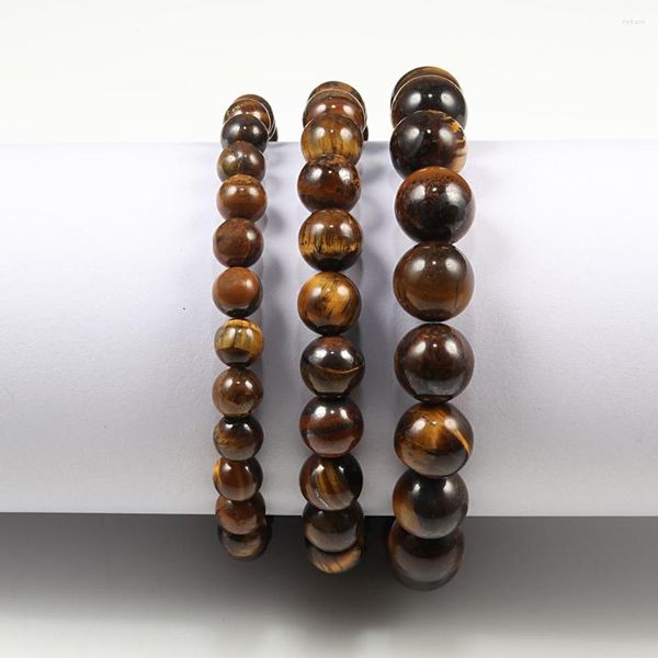 Brin 5 pièces pierre naturelle 6/8/10mm perles oeil de tigre Bracelet classique hommes femmes bouddha noir lave Bracelets minimaliste Yoga bijoux