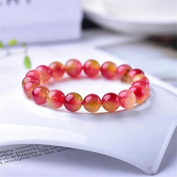 Strand 6-14mm Bracelet de perles de pierre naturelle pour femmes pastèque Jade calcédoine en bijoux de charme unisexe guérison énergie fête filles cadeau