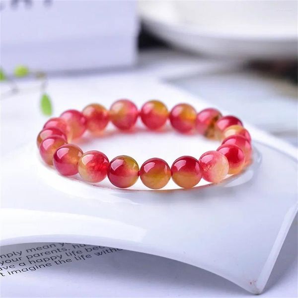 Pulsera de cuentas de piedra natural de 6-14 mm para mujer, sandía, jade, calcedonia, joyería con dijes, regalo para niñas de fiesta de energía curativa unisex