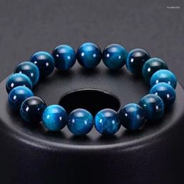 Strand 6/8/10/12mm Natuurlijke Blauwe Tijgeroog Armband Stress Elastische Yoga Agaat kralen Armband Voor Mannen Vrouwen Sieraden Geschenken