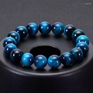 Bracelet en œil de tigre bleu naturel, brin 6/8/10/12mm, anti-Stress, élastique, perles d'agate de Yoga, pour hommes et femmes, bijoux cadeaux