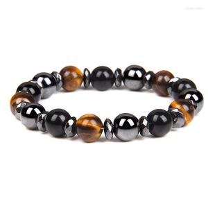 STRAND 6/8/10/12 mm Stone Bead Bracelet Onxy Tiger Eye Hematiet armbanden Gewichtsverlies energie genezing voor mannen vrouwen sieraden geschenk