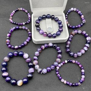 Strand 6/8/10 mm Dreamly Purple Agate Stone armbanden voor vrouwen Echte natuurlijke armband Helende kristal kralen Braclet Hand sieraden