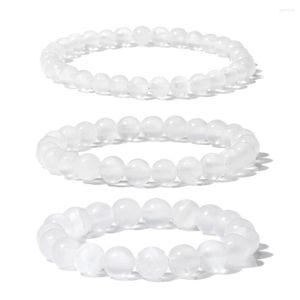 Brin 6 8 10 MM véritable Bracelet en pierre d'agates naturelles noir blanc Howlite sélénite pour femmes hommes guérison Reiki bijoux