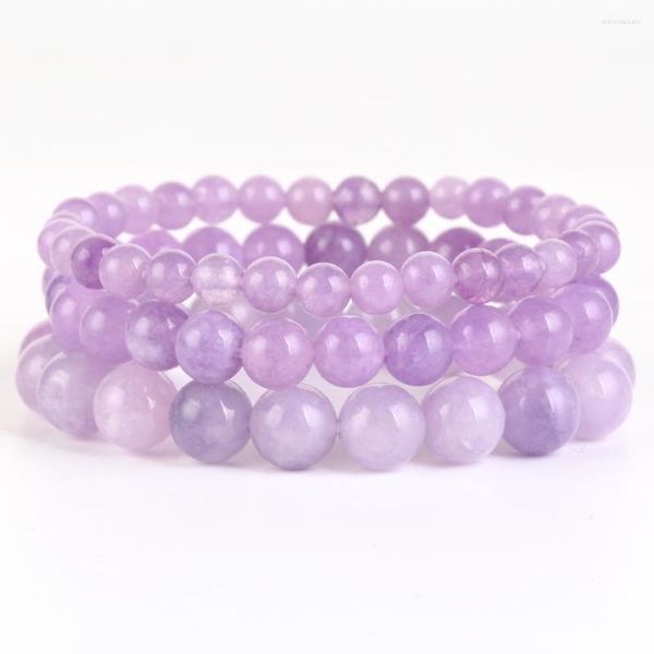 Brin 6/8/10mm Bracelet en pierre naturelle violet angélite Jades perles pour hommes femmes bijoux cadeau énergie de guérison