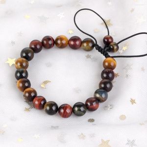 Brin 6/8mm naturel multicolore oeil de tigre pierre Bracelet réglable tressé corde bracelets pour hommes femmes bijoux cadeau énergie de guérison