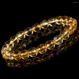 Brin 6/8mm Pierre Naturelle Bracelet Citrines Quartzs Perles De Cristal Pour Hommes Femmes Bijoux Cadeau Énergie