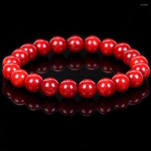 Bracelet en pierre naturelle brin 6/8mm perles de jades de corail rouge pour hommes femmes bijoux cadeau énergie de guérison