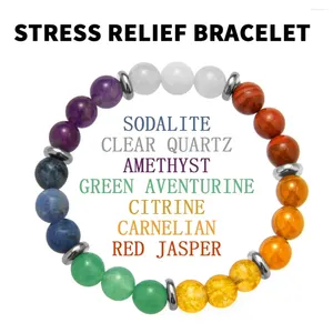 Bracelet de soulagement du stress des styles Strand 6: Amethyst Black Tourmaline Clear Quartz Hematite Lepidolite Rose