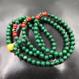 Bracciale con avvolgimento in malachite da 108 pezzi, filo da 6 mm