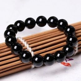 Brin 6mm 8mm 10mm 12mm 14mm pierre naturelle Onyx noir Agates perles rondes Bracelet agate polonaise Distance brins de perles