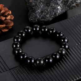 Brin 6mm 8mm 10mm 12mm Classique Noir Obsidienne Perle Bracelet Bracelet Hommes Simple Chaîne Élastique Bouddha Perles Bijoux 2023 Mode