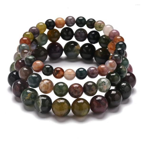 Strand 6 mm/ 8 mm/ 10 mm Bodas de piedra natural Braceletas Cadena de mano verde color femenino