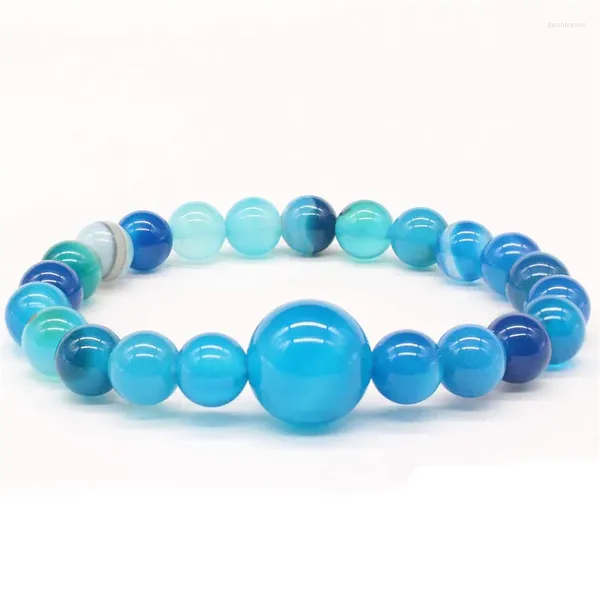 Strand 6mm et 14mm Bracelet en pierre naturelle Aigue-marine Turquoises Améthystes Perles Bijoux Cadeau pour hommes Protection magnétique de la santé Femmes