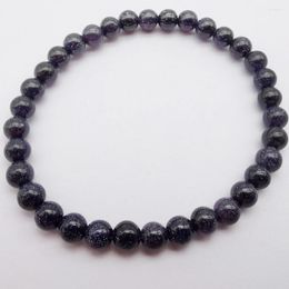 Strand 6MM Blue Sandstone Beads Bracelet Bracelet Stretch 7,5 pouces Bijoux pour cadeau G635