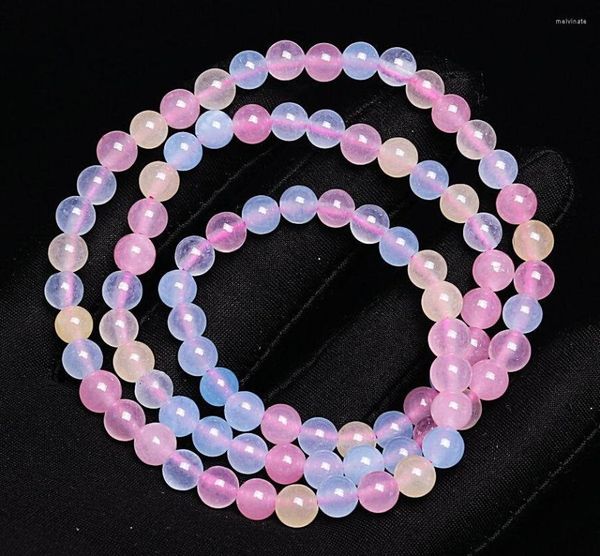 Bracelet de perles en morganite de couleur naturelle authentique, brin de 6 mm