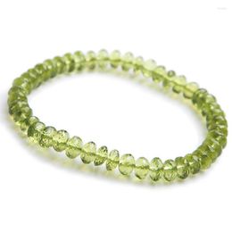 Bracelet péridot Olivine naturel véritable pour femmes, brin de 6mm, perle en cristal extensible, boulier face