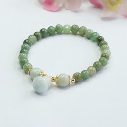 STRAND 6MM NATUURLIJKE MYANMAR JADEITE BRACKET MANNEN Women Pulsera Fengshui Echte Birma Jades Gourd Charms Lucky Amulet Bracelets Bangles