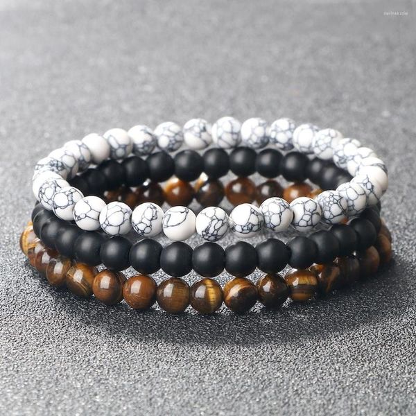 Strand 6MM Pierre Naturelle Perles Bracelet Pour Femmes Hommes Multicolore Quartzs Agates Volcanique Oeil De Tigre Stretch Bracelets Bijoux Faits À La Main