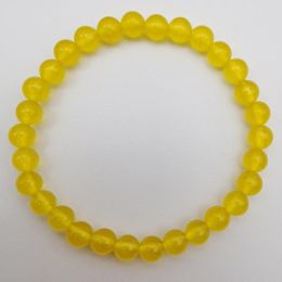 Strand 6MM Yellow Jad E Beads Pulsera Brazalete Stretch 7.5 Pulgadas Joyería Para Mujer Regalo G537