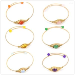 Brin 6 pièces Chakras colorés pierre or cristal de guérison Agates rouge vert Aventurine perles Bracelet amitié bijoux