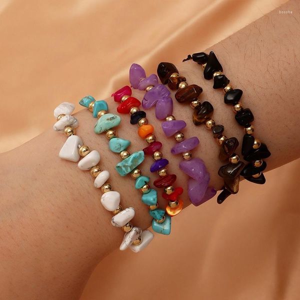 Strand 6 unids/set pulsera de cuentas de piedras naturales para Mujer, Pulseras hechas a mano con cordones, Pulseras con soporte ajustable, joyería de amistad, Pulseras de regalo para Mujer