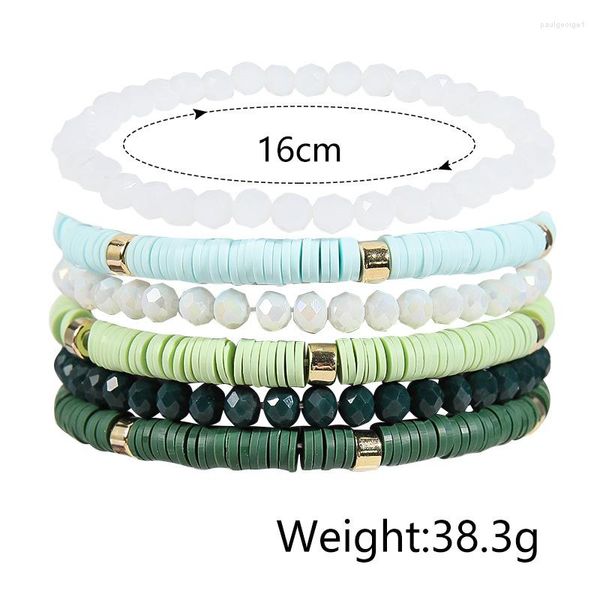 Strand 6PSC Pulsera de cuentas de cristal de arcilla blanda colorida Estilo bohemio Distancia de estiramiento para hombres y mujeres Joyería