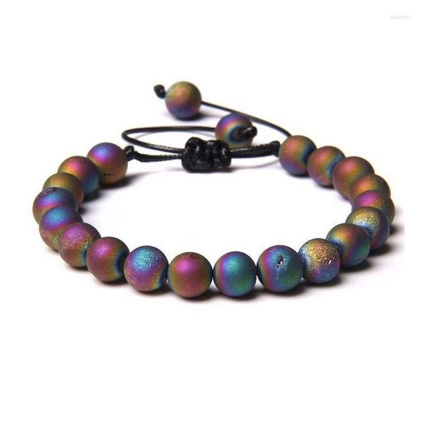 Bracelet à brins 7 chakras, pierres de guérison naturelles, perles réglables, pierre d'agate, corde tissée, chaîne de Yoga