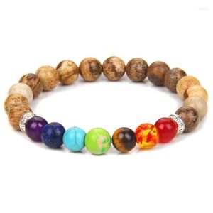 Pulsera de cuentas curativas de 7 Chakras, cuentas de equilibrio de oración Reiki, brazaletes de piedra hechos a mano, pulseras para mujeres y hombres, regalo de joyería