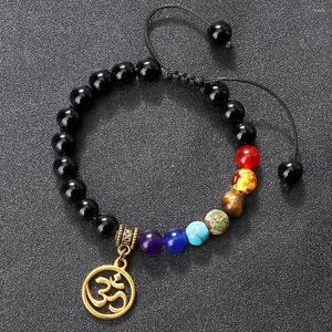 Brin 7 Chakra Reiki Perles De Prière Bracelets Pour Hommes Oeil De Tigre Onyx Om Symbole Tibétain Bouddha Bracelet Femmes Yoga Guérison Bijoux