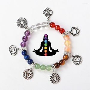 Strand 7 Chakra Yoga Reiki Bracelets d'équilibre de guérison Bracelet en pierre naturelle Énergie de la vie Femmes Bijoux