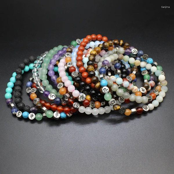 Brin 7 Chakras pour femmes, perles de Quartz de 6mm, bijoux de méditation, pierre d'énergie naturelle de guérison Reiki, améthyste opale