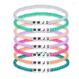 STRAND 7 stuks WWJD Elastische armbanden strekken Bracelet Bracelet Summer Religieuze geschenken uit