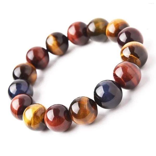 Brin 8/10/12/14 / 16 mm Natural Tiger Tiger Eye Stone Bracelet Bijoux Couleurs mélangées Perles Rounds Bracelets Men's Boyfriends Cadeaux