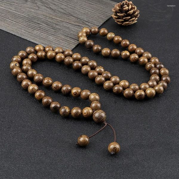 Hebra de 8MM/10MM 108 cuentas de madera, collar, pulseras, oración budista, joyería de Yoga, regalos hechos a mano para mujeres y hombres, moda elástica