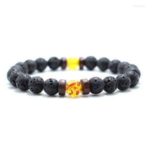 Pulsera de cuentas de 8mm de hebra para hombres y mujeres, pulsera de madera de hematie Natural/Lipis, Pulsera de piedra de Lava Vintage, pulsera de joyería para meditación y Yoga