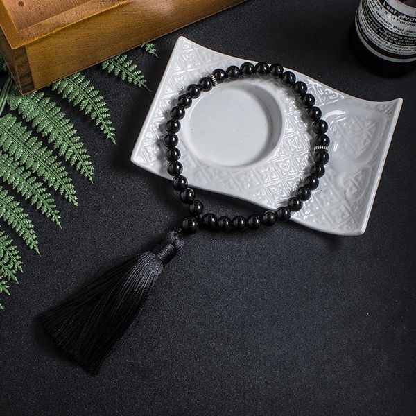 Strand 8mm Noir Onyx Islamique Musulman Tasbih33 Perle Bracelet Hommes Et Femmes Savoureux Bénédiction Chapelet Naturel Pierre Semi-Précieuse Bijoux