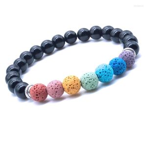 Brin 8mm Coloré Pierre De Lave 7 Chakras Bracelet DIY Arom Huile Essentielle Diffuseur Yoga Bijoux Femmes Hommes